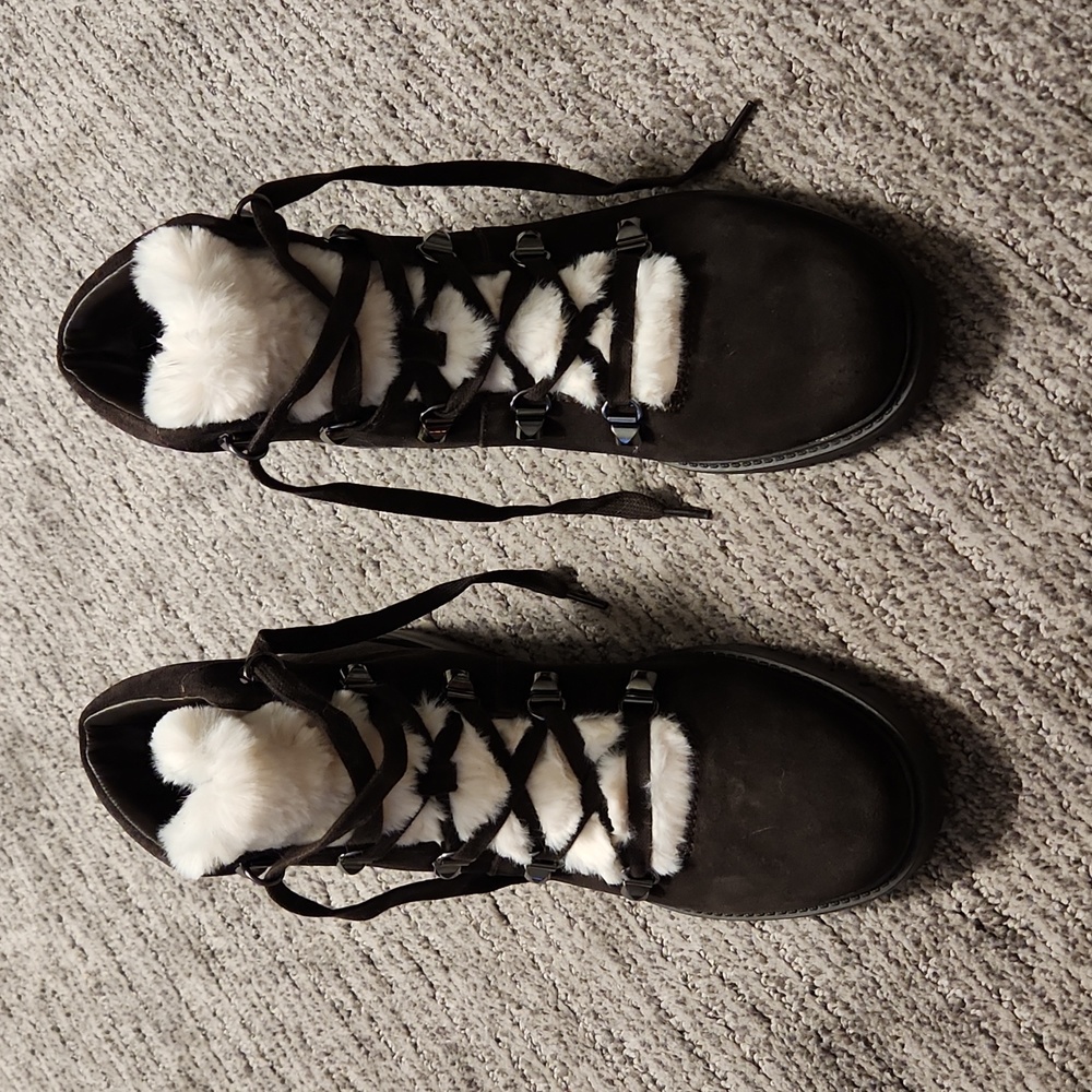 Marc Fisher Brown Boots with Faux Fur